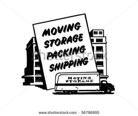 Moving Storage And Packing   Signage   Retro Clip Art   Stock Vector