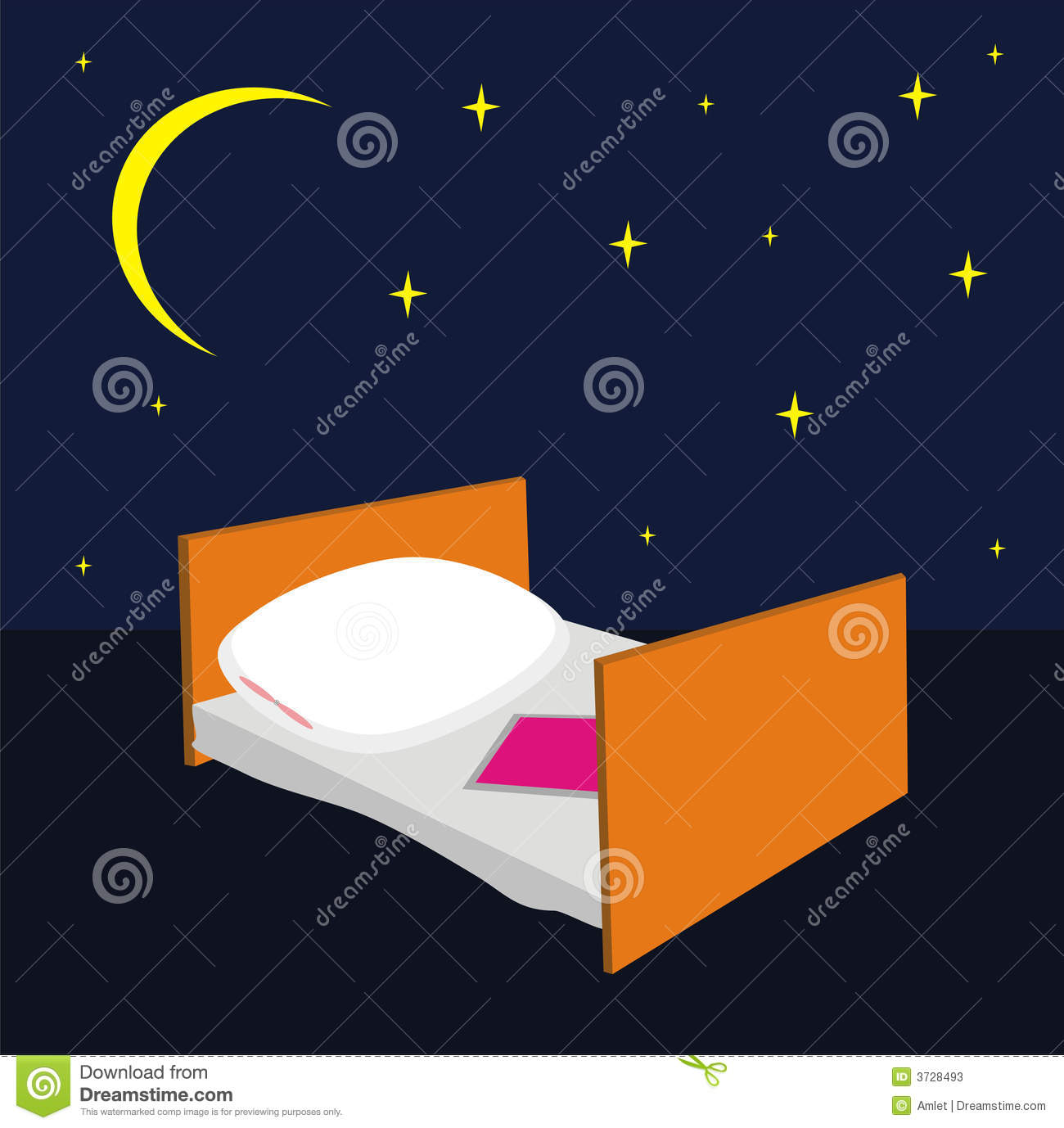     Pillow And A Blanket On A Background Of The Night Sky With Stars And