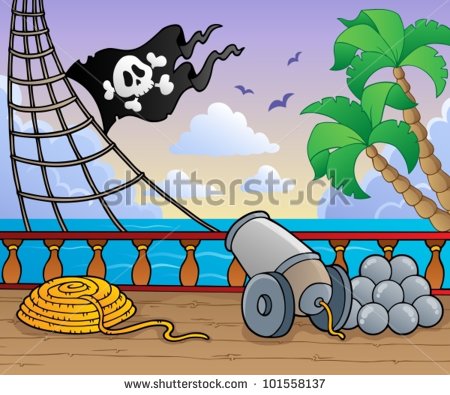 Pirate Ship Deck Theme 1   Vector Illustration    Stock Vector