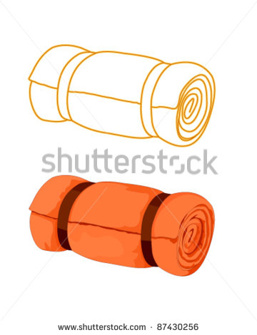 Rolled Up Sleeping Bag Clipart Bed Roll Isolated   Stock