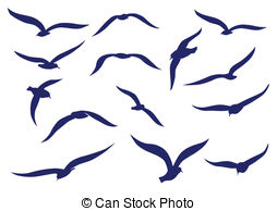 Seagull Silhouettes Clip Art