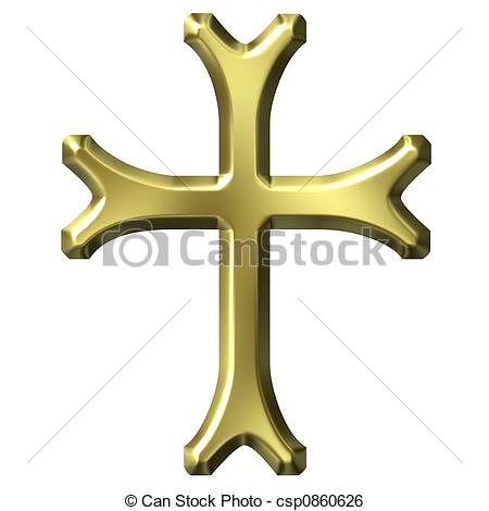 Stock Illustration Of 3d Golden Cross Csp0860626   Search Clip Art