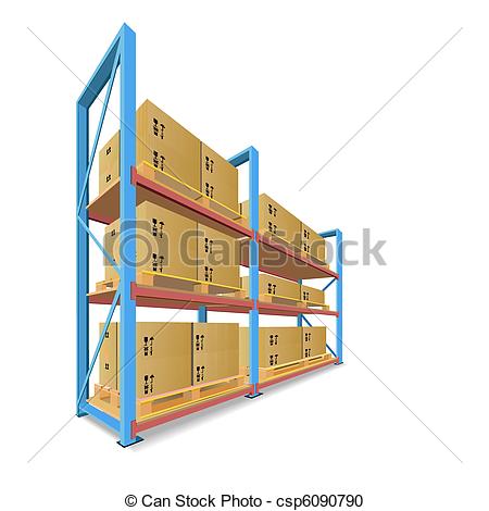 Vector   Storage Racks With Boxes    Stock Illustration Royalty Free
