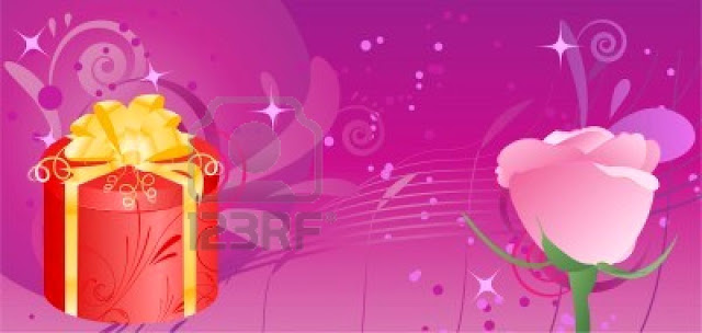 Birthday Gift Box Clipart Birthday Banner With Gift Box And Rose On