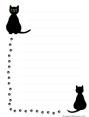Black Cats And Paw Prints Border Frame Or Printable Paper