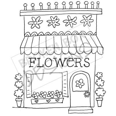 Boutique Buildings  The Flower Shop   Hand Drawn Clipart For Sale
