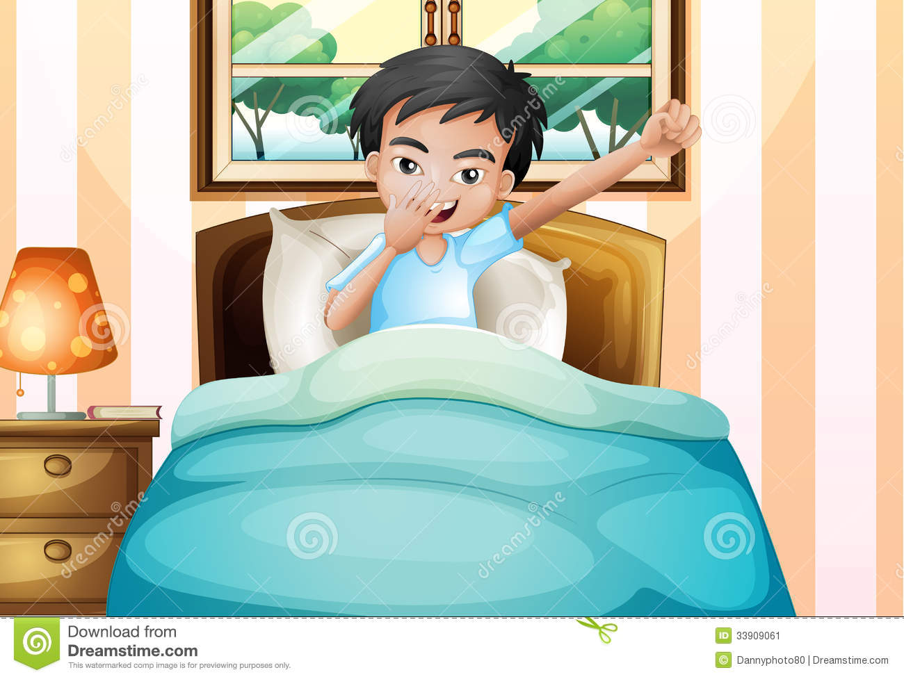 Boy Waking Up Early Stock Image   Image  33909061