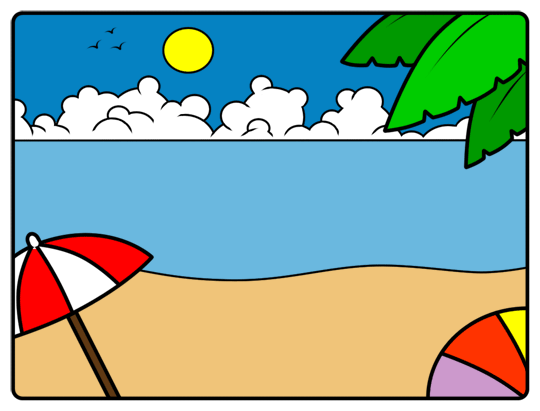 Cartoon Beach Step By Step Drawing Lesson