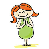 Cartoon Lady Bow And Pay Respect   Clipart Graphic
