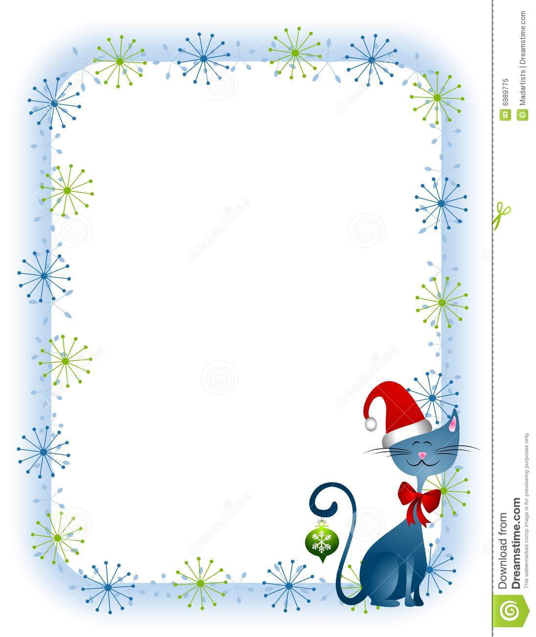 Clip Art Illustration Featuring A Cute Cat Wearing Santa Hat With