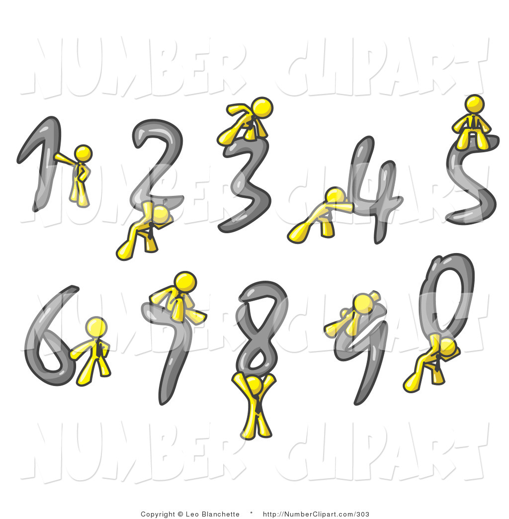     Clip Art Of Yellow People With Numbers 0 Through 9 By Leo Blanchette