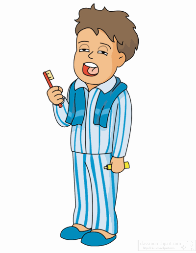 Clipart  Boy Waking Up Brushing Teeth Animated   Classroom Clipart