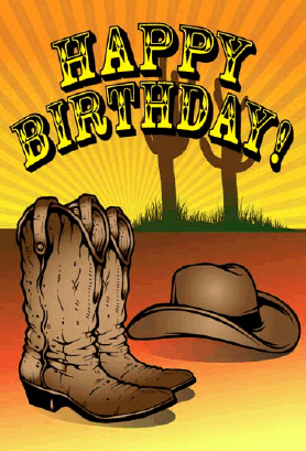 Cowboy Hat And Boots Birthday Card This Western Birthday Card Has A    