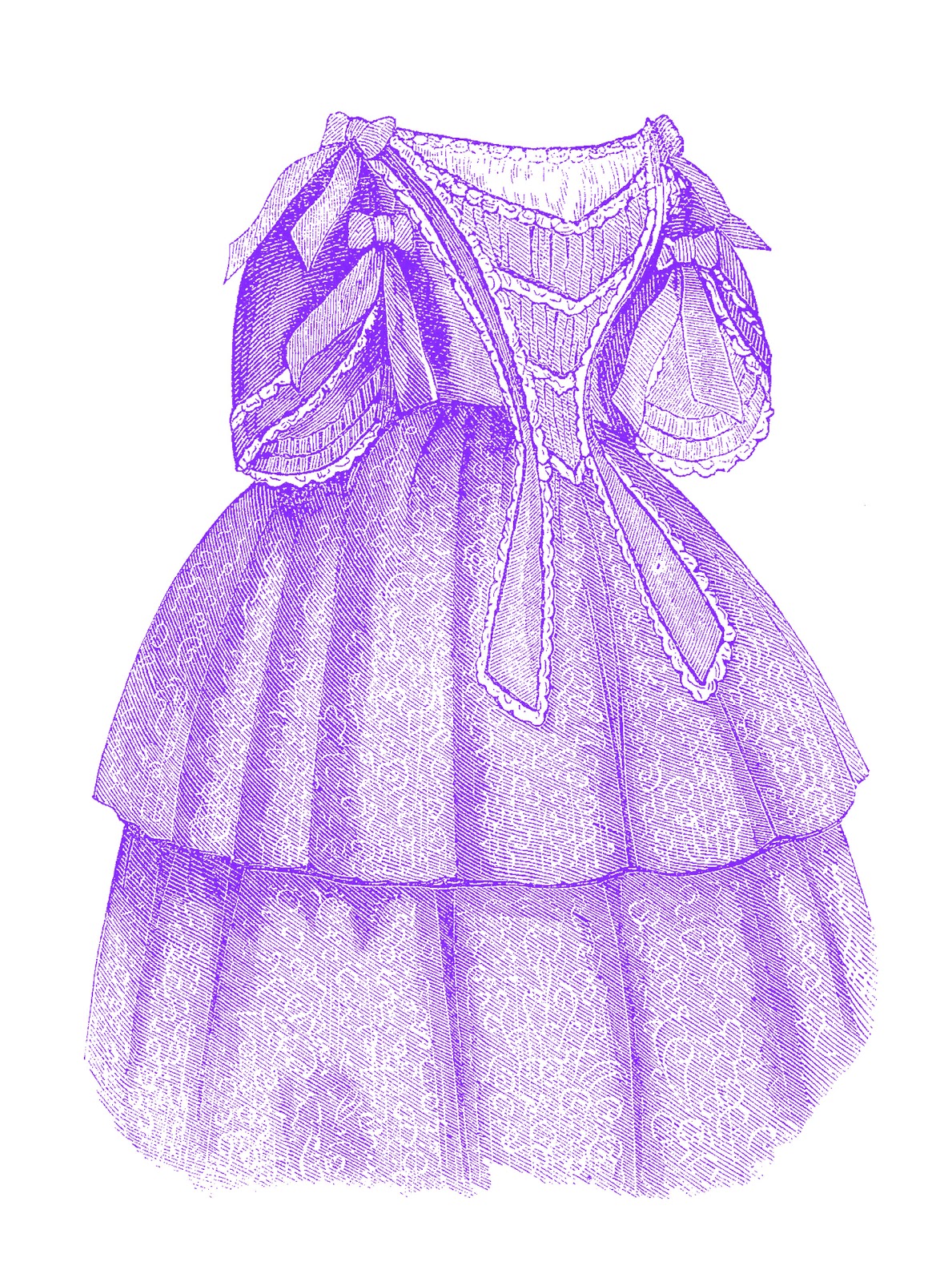 Fashion Illustration  1859 Dress Fashion Clip Art In Purple And Lilac