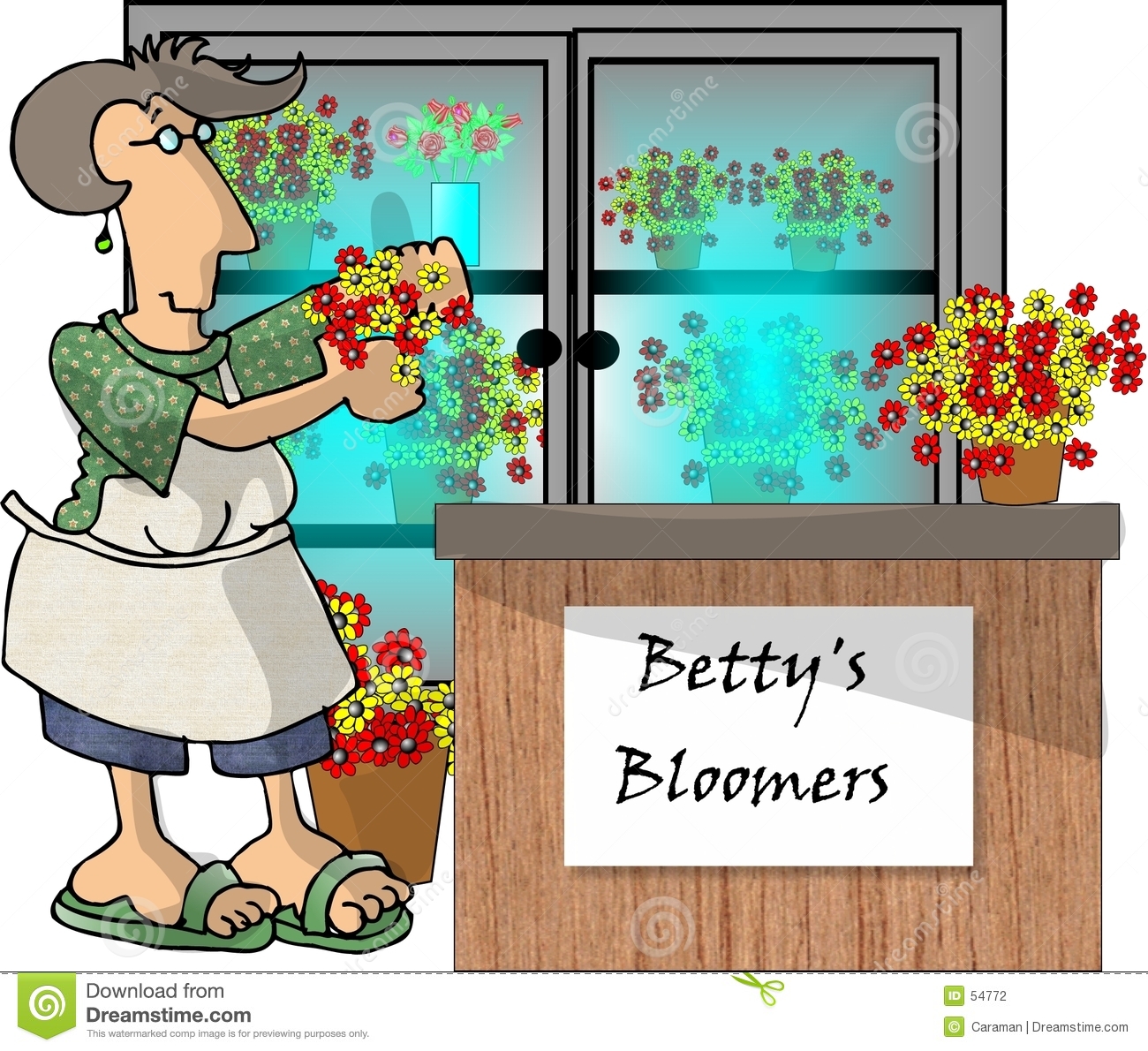 Flower Shop Clipart Woman In A Flower Shop