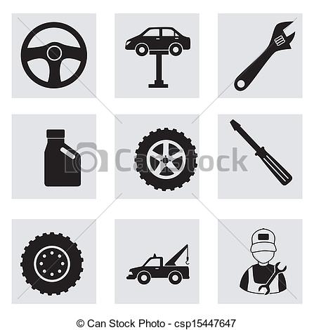 Machine Shop Icons Over White Background Vector Illustration
