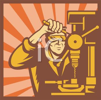     Machinist Operating A Drill Press In A Machine Shop Clipart Image Jpg