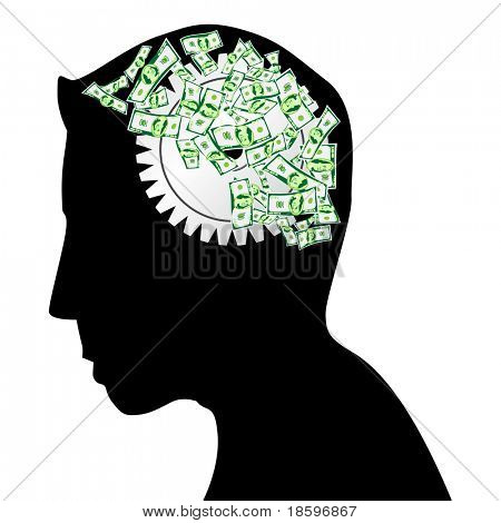 Male Head Silhouette Thinking How To Earn Money