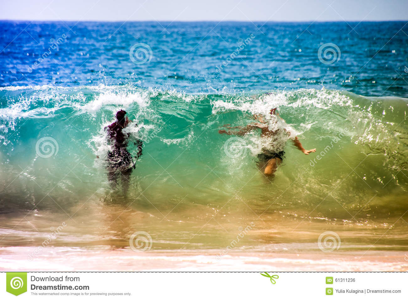 Men In Huge Big Waves 2 People Sri Lanka Ocean Swiming Fun