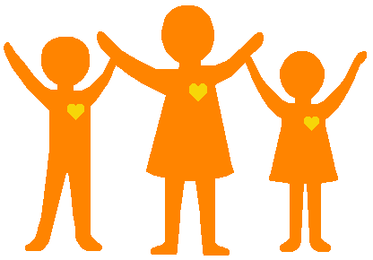 People Clip Art   Orange And Yellow People With Hearts   Silhouette    