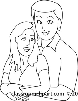 People   Family Husband Wife Outline   Classroom Clipart