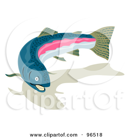 Rf  Clipart Illustration Of A Swimming Rainbow Trout With A Shadow