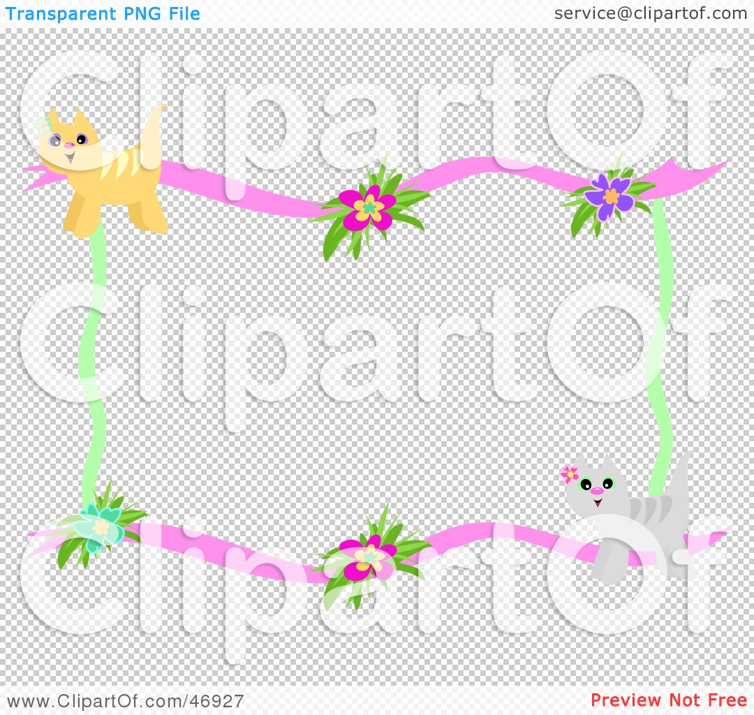Royalty Free  Rf  Clipart Illustration Of A Kitty Cat Border With