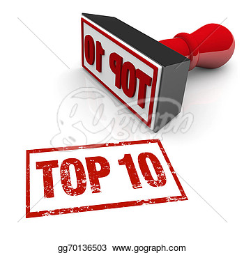 Stock Illustration   Top 10 Score On A Stamp Illustrating A Best Ten