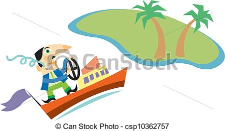 Stock Illustrations Of A Man Smoking A Cigarette While Driving A Boat
