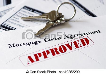 Stock Photographs Of Real Estate Mortgage Approved Loan Document With