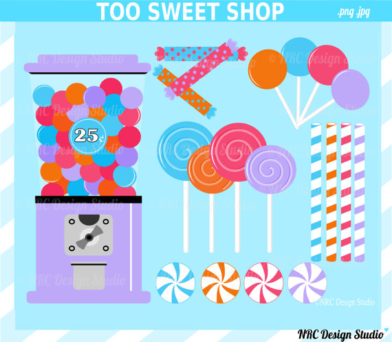 Too Sweet Shop Clip Art Cute Candy Shop By Nrcdesignstudio