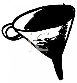 Black And White Drawing Of A Funnel   Royalty Free Clip Art