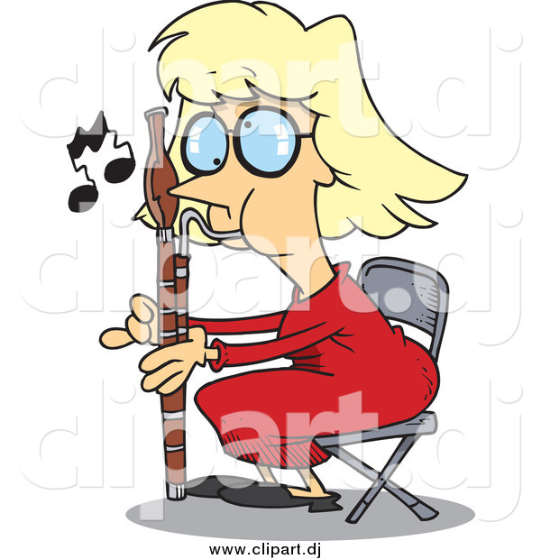 Cartoon Vector Clipart Of A White Blond Female Bassoon Player By Ron