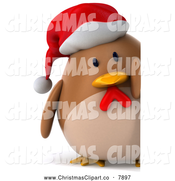 Christmas Chicken Peeking Around A Sign Christmas Clip Art Julos