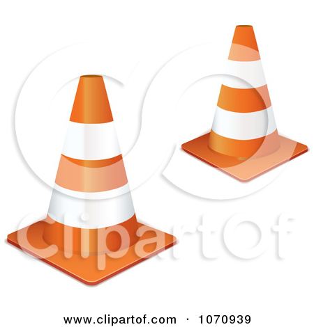 Clipart 3d Orange Road Construction Cones   Royalty Free Vector