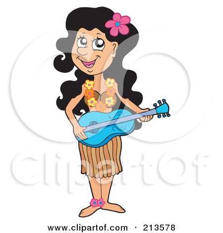 Clipart Illustration Of A Female Hawaiian Musician Holding A Guitar