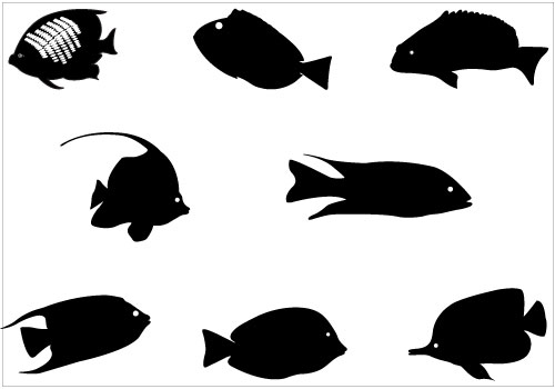 Coral Fish Silhouette Clip Art Packcategory  Fish Vector Graphics