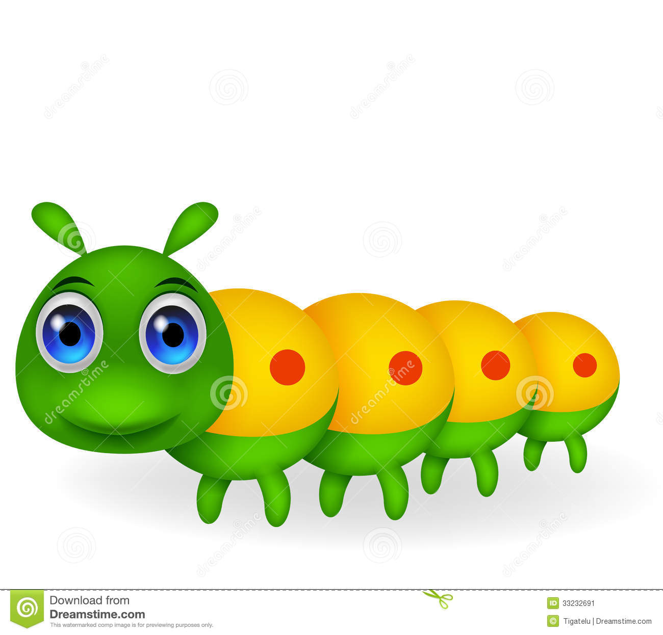 Cute Green Caterpillar Cartoon Stock Image   Image  33232691