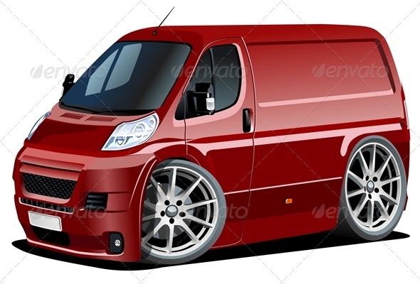 Delivery Car Cartoon Vector Cartoon Delivery Van