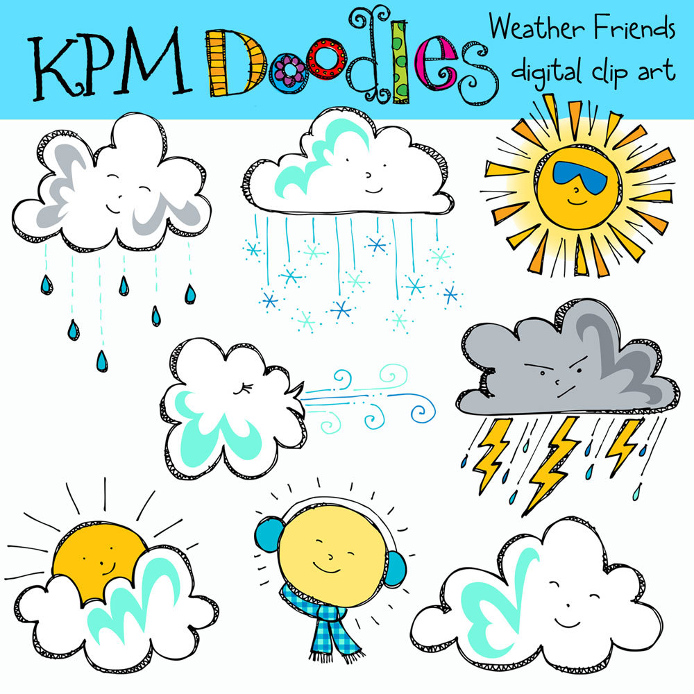 Instant Download Weather Friends Digital Clip Art By Kpmdoodles