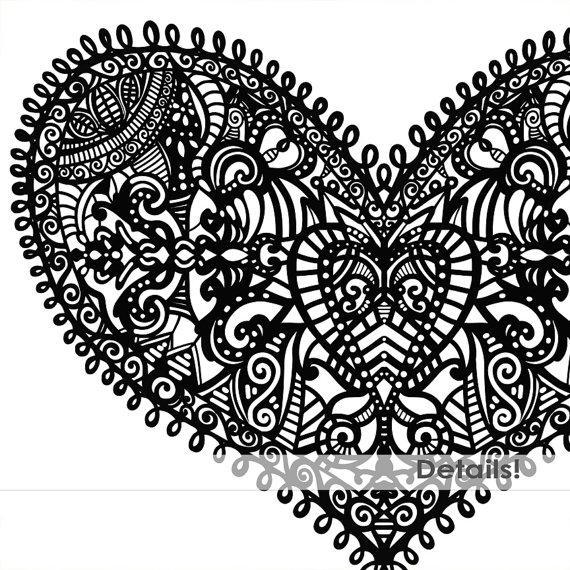Lace Mother S Day Heart Graphics Lace Doily Clipart Hand Drawn