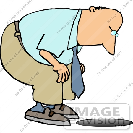 Middle Aged Caucasian Man Looking Down A Man Hole Clipart    14948 By    