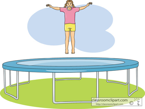 Recreation   Girl Jumping On Trampoline   Classroom Clipart