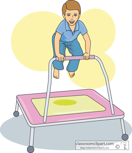 Recreation   Young Boy Jumping Trampoline   Classroom Clipart