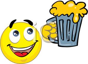 Smiley Face With A Pint Of Beer   Royalty Free Clipart Picture