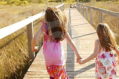 Teen Girls Running Outdoor At The Park Royalty Free Stock Photography