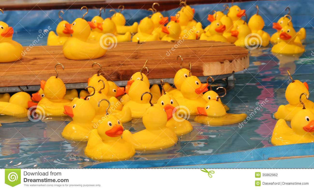 The Plastic Ducks On A Fun Fair Sideshow Prize Game