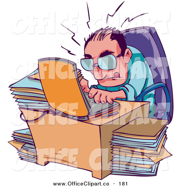 Vector Clip Art Of A Red Faced Stressed And Overwhelmed Businessman