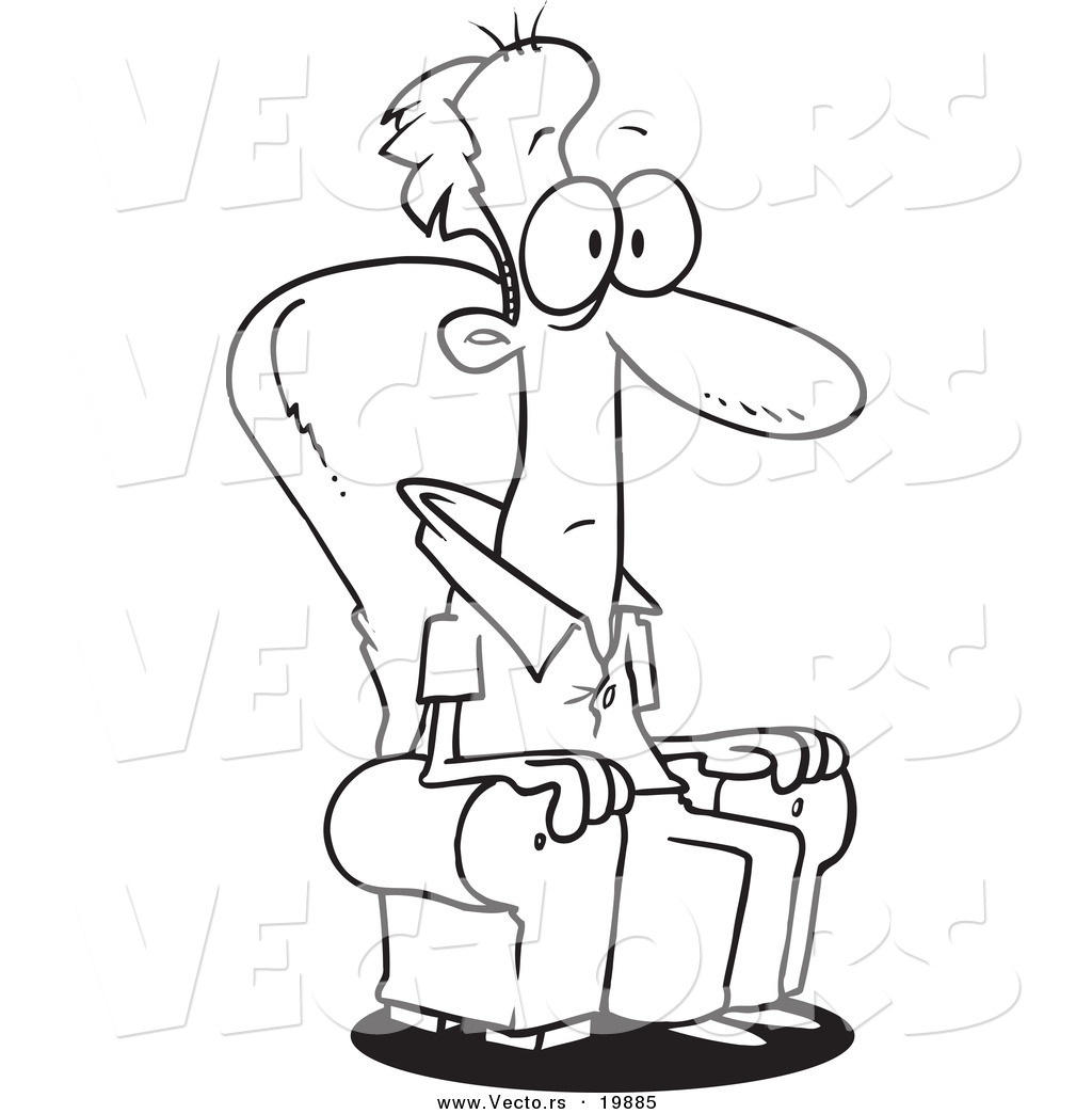 Vector Of A Cartoon Mesmerized Man Sitting In A Chair   Outlined