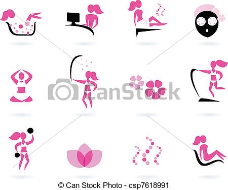 Vector   Spa Wellness   Sport Icons Isolated On White   Pink Black